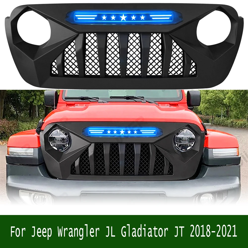 Передняя решетка радиатора для внедорожника Jeep Wrangler JL Gladiator JT 2018-2021, решетка радиатора со светильник кой, сетчатый решетчатый гриль, гоночные решетки
Передняя решетка радиатора для внедорожника Jeep Wrangler JL Gladiator JT 2018-2021, решетка радиатора со светильник кой, сетчатый решетчатый гриль, гоночные решетки