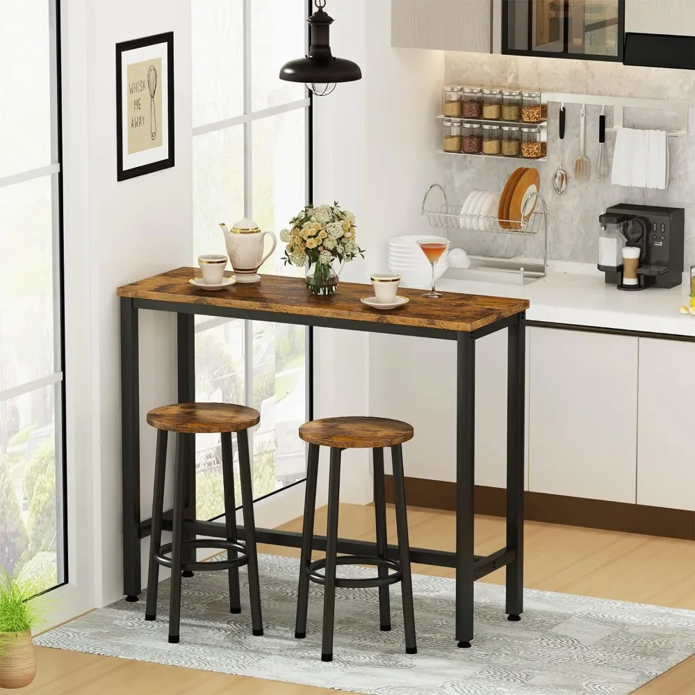 Dining table, three piece bar 47.2 "high table with 2 circular stools, breakfast bar table set, kitchen table set
Dining table, three piece bar 47.2 "high table with 2 circular stools, breakfast bar table set, kitchen table set