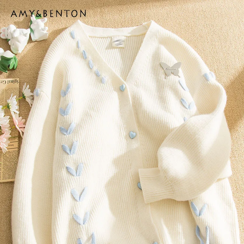 Preppy Style Cute Lace-up Bowknot Knitted Cardigan 2023 Spring Autumn New Sweet Cute Heart Buckle Loose Pink Cardigan for Girls
Preppy Style Cute Lace-up Bowknot Knitted Cardigan 2023 Spring Autumn New Sweet Cute Heart Buckle Loose Pink Cardigan for Girls