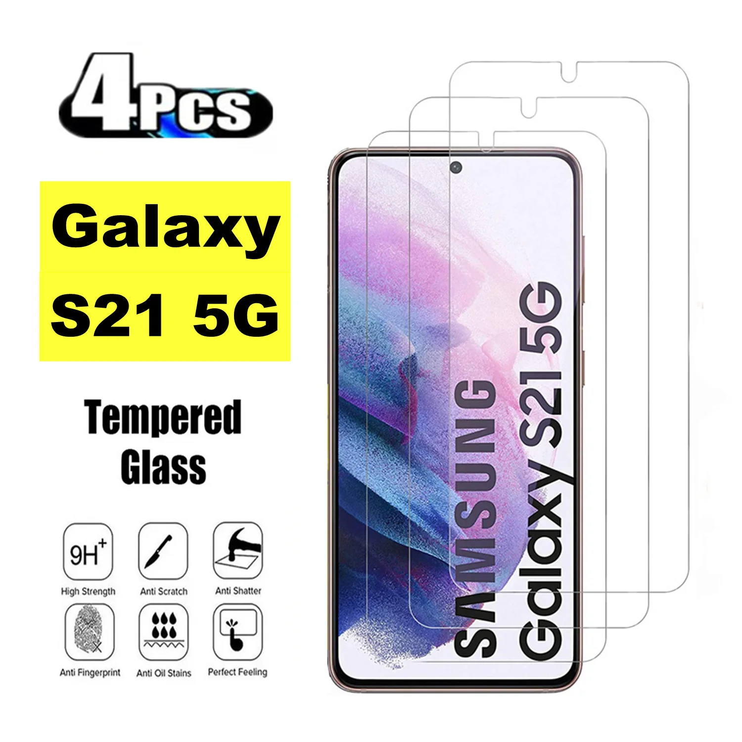 

1/4Pcs Tempered Glass For Samsung Galaxy S21 5G S21 S22 S23 Plus S21FE S20FE 5G Fingerprint Unlock Screen Protector Glass