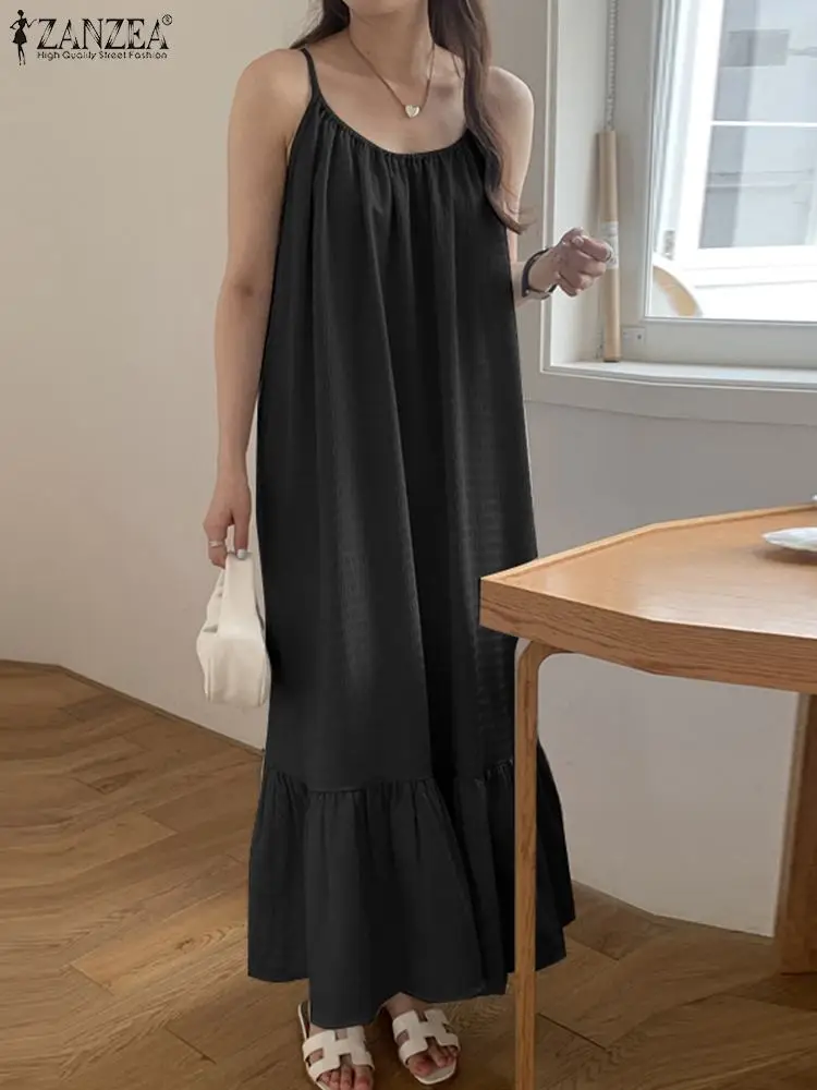 ZANZEA Summer Fashion Solid Tank Dress Casual Ruffles Hem Vestidos Woman Sleeveless O-Neck Sundress Female Elegant Holiday Robe 
ZANZEA Summer Fashion Solid Tank Dress Casual Ruffles Hem Vestidos Woman Sleeveless O-Neck Sundress Female Elegant Holiday Robe
