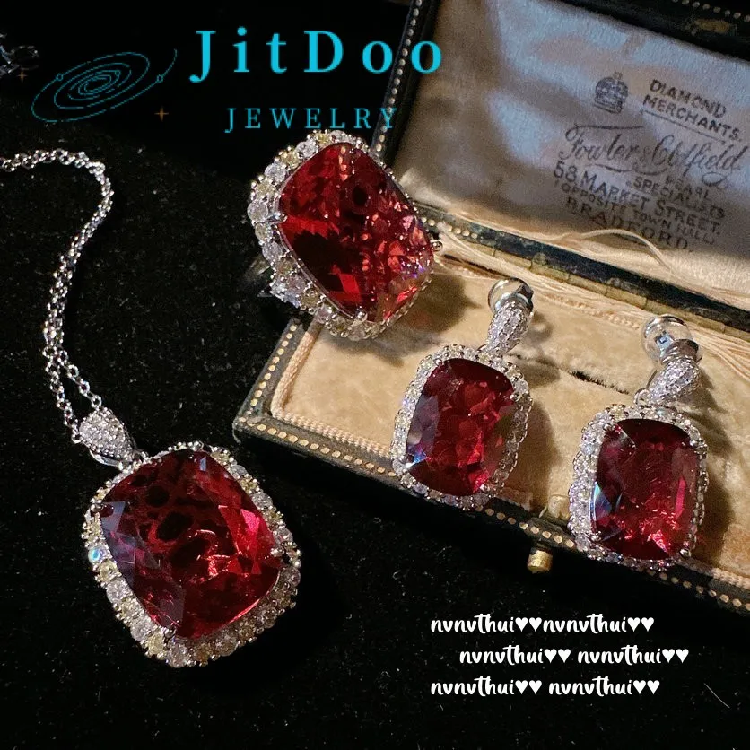 JitDoo Luxury Ruby Plated 18-karat Gold Rectangular Zircon Necklace Earrings Ring Jewlery Set for Women Wedding Anniversary Gift
JitDoo Luxury Ruby Plated 18-karat Gold Rectangular Zircon Necklace Earrings Ring Jewlery Set for Women Wedding Anniversary Gift