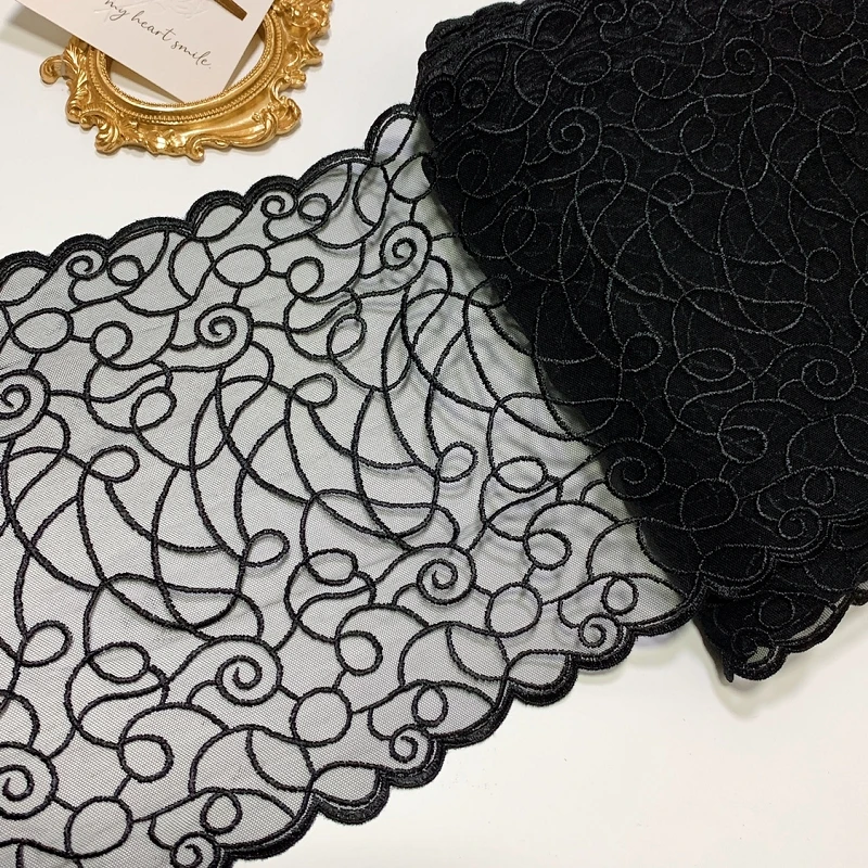 

28Yds Mesh Lace Trim Embroidered Tulle Lace Fabrics DIY lingerie Sewing Accessories Black Net Lace for Bra Needle Work