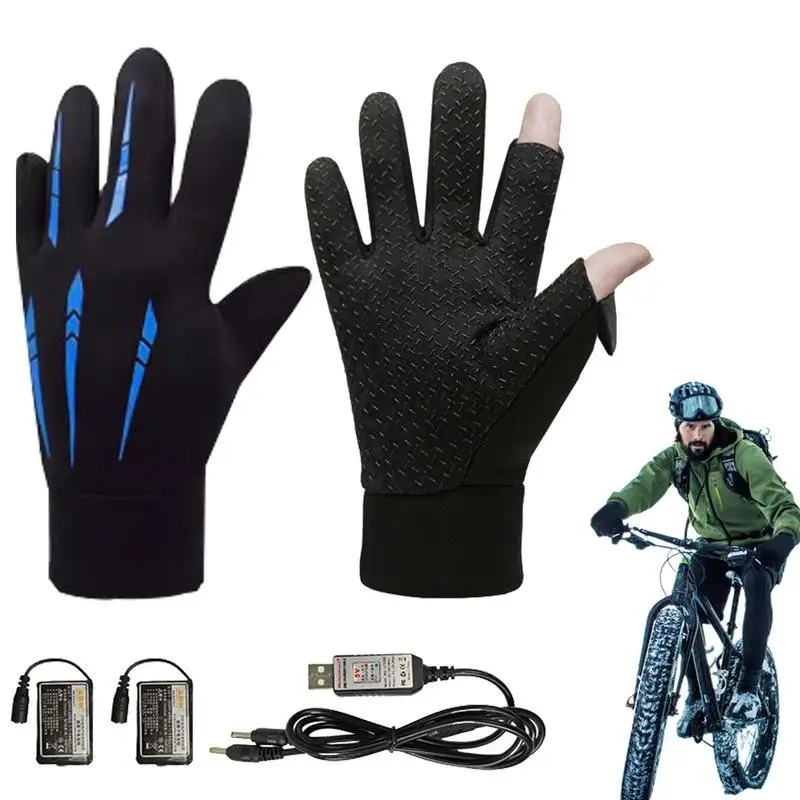 

Warm Fishing Gloves Winter Convertible Gloves Non Slip Windproof Touchscreen Waterproof Electric Battery Heated Cold Weather
