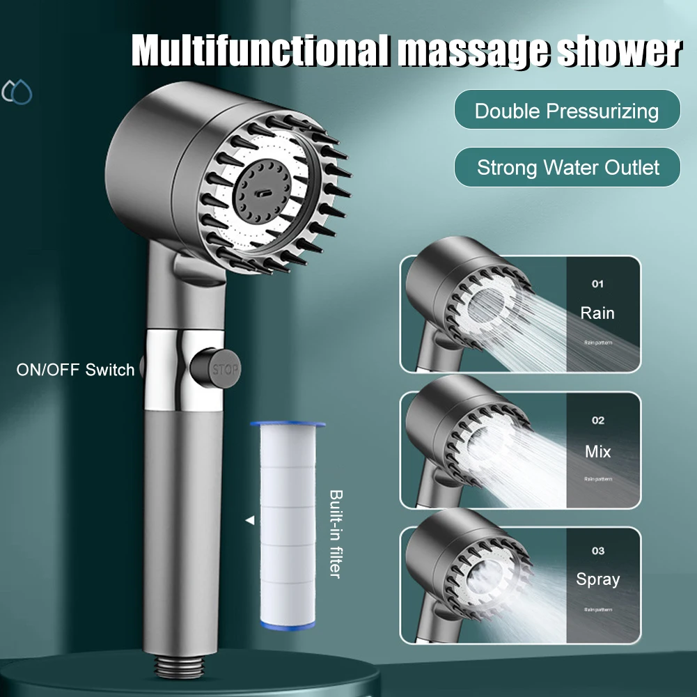 Handheld Shower Head with Filter on/off Switch, Water Saving Shower Head, Bathroom Accessories, 3 Settings, SPA, Massage
Handheld Shower Head with Filter on/off Switch, Water Saving Shower Head, Bathroom Accessories, 3 Settings, SPA, Massage