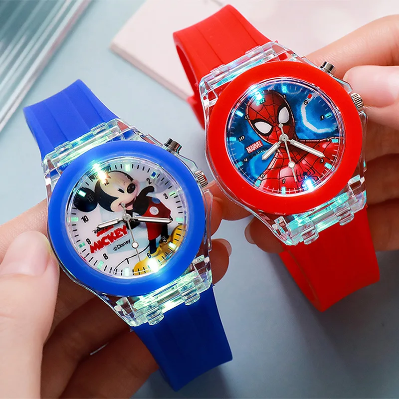 

Disney Mickey Mouse Children Watches for Girls Silicone Strap Colorful Light Boys Kids Watch Student Quartz Clock reloj infantil