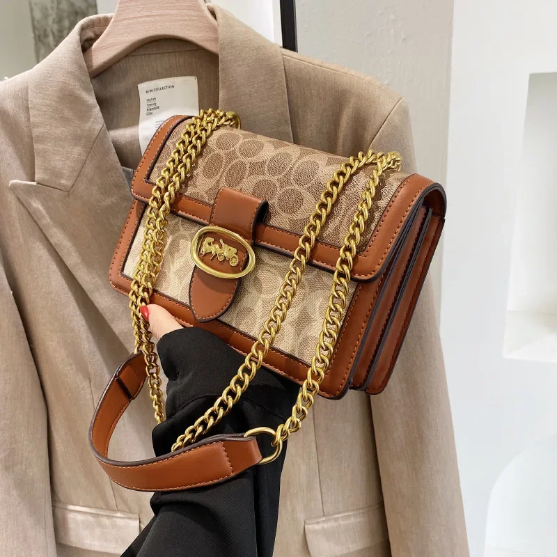 

Модная Высококачественная женская сумка 2023, роскошная модная сумка-мессенджер через плечо, маленькая квадратная сумка в стиле ретро, женская сумка на плечо с цепочкой, сумки