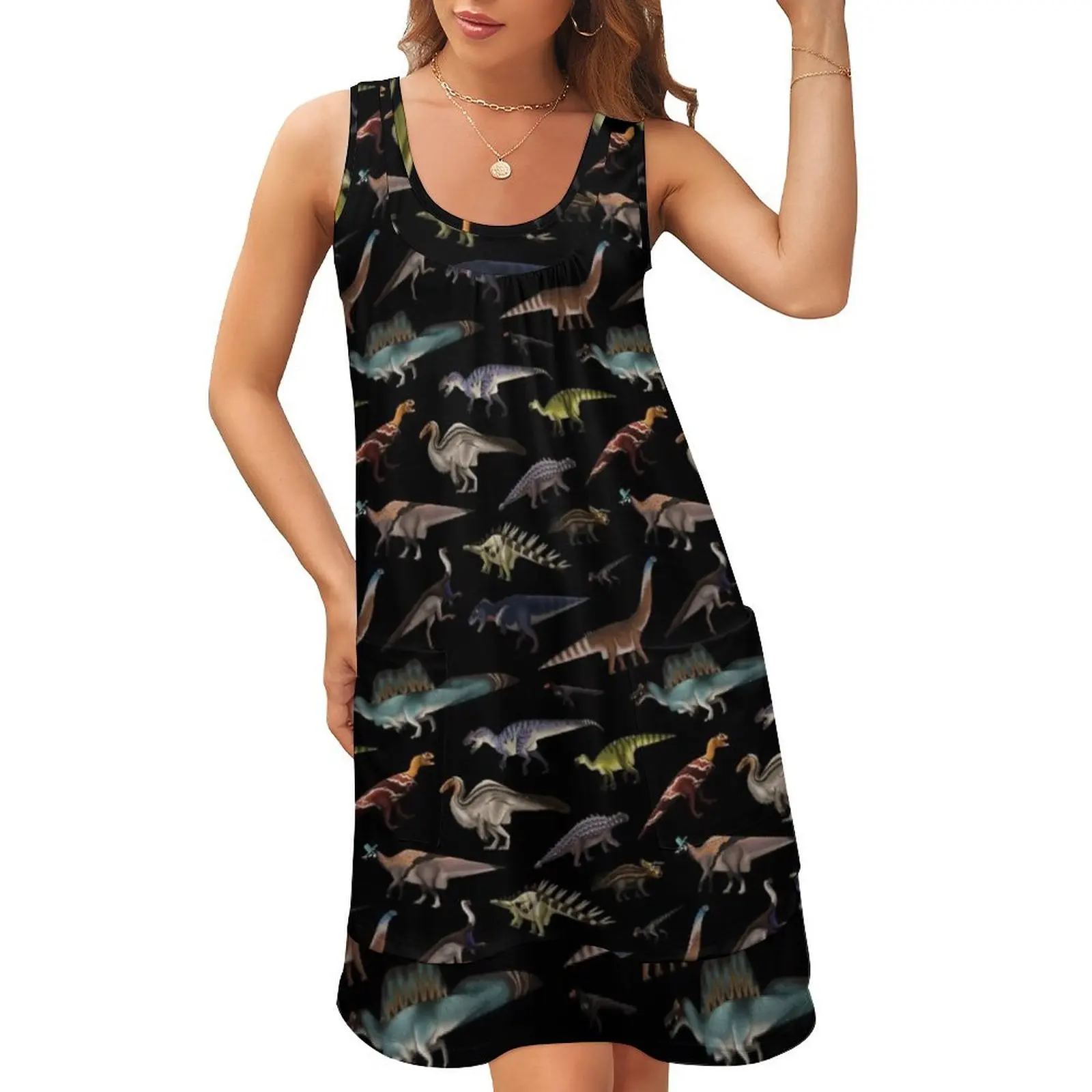 Dinosaurs Sleeveless U-Neck Fake Two Piece Dress Woman clothes women's evening dresses birthday dress for women
Dinosaurs Sleeveless U-Neck Fake Two Piece Dress Woman clothes women's evening dresses birthday dress for women