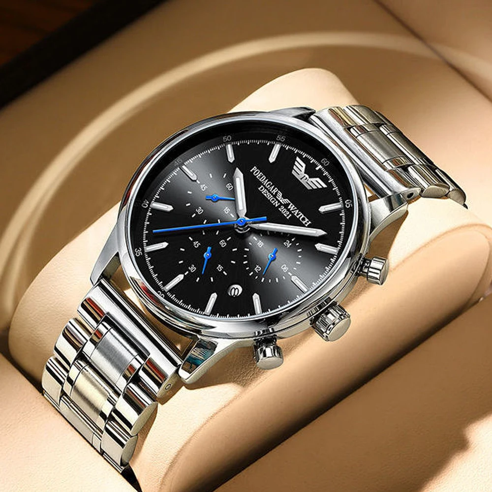 Swiss Luxury Brand POEDAGAR Men Watch Waterproof Luminous Sport Chronograph Stainless Steel Watches Man Fashion Quazt Wristwatch
Swiss Luxury Brand POEDAGAR Men Watch Waterproof Luminous Sport Chronograph Stainless Steel Watches Man Fashion Quazt Wristwatch