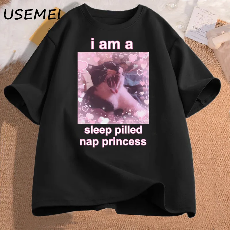 I Am A Sleep Pilled Nap Princess Cute Cat Men Women Funny Graphic T Shirts Cotton Short Sleeve Men's Clothing Streetwear Tees
I Am A Sleep Pilled Nap Princess Cute Cat Men Women Funny Graphic T Shirts Cotton Short Sleeve Men's Clothing Streetwear Tees
