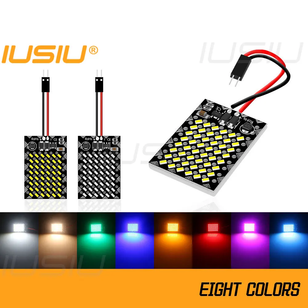 

IUSIU DC12V-24V T10 BA9S Festoon 31 36 39 41 MM T4W W5W Led Car Interior Reading Dome Light Panel Map Lamp Bulb Warm White 48SMD