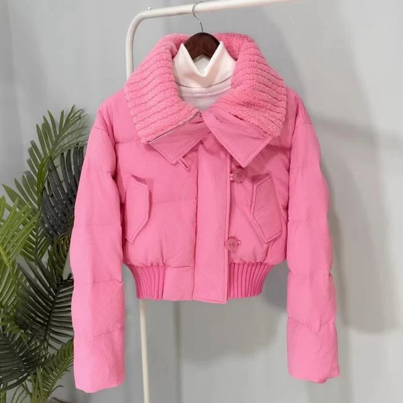 Women's Jacket Pink Short Outerwear Lapel Cotton Coat Autumn Winter Coat For Women Thickened Outerwear
Women's Jacket Pink Short Outerwear Lapel Cotton Coat Autumn Winter Coat For Women Thickened Outerwear