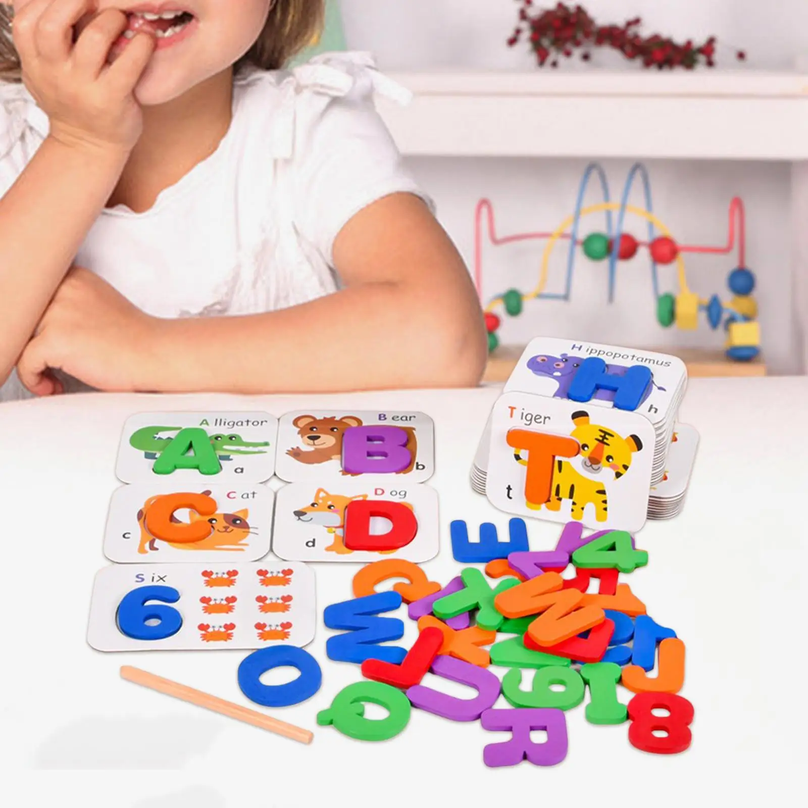 

Alphabet Pairing Puzzle Montessori Toy Early Education Portable Board Game Jigsaw Toy for Living Room Bedroom Garden Children