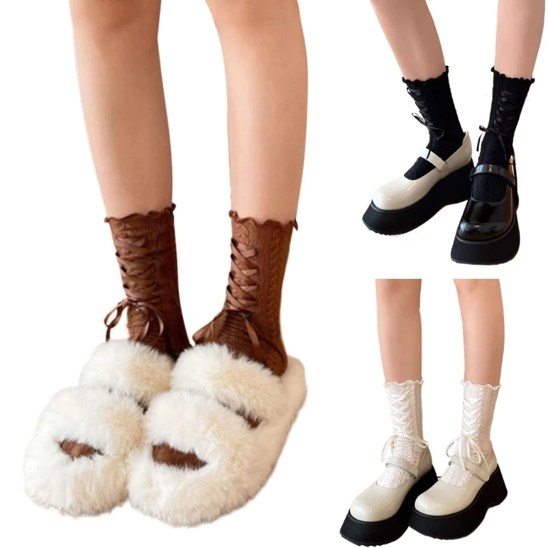 

Sweet Bowknot Calf Socks Cotton Ankle Socks Ruffle Socks Women Bootie Socks Ballets Socks Pile Socks T8NB