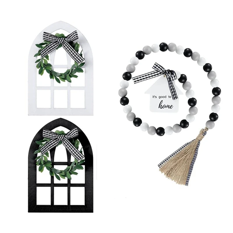 HOT SALE Wooden Farmhouse Window Tiered Tray Decoration Wooden Rustic Mount Window Frames And Black White Wood Bead Garland
HOT SALE Wooden Farmhouse Window Tiered Tray Decoration Wooden Rustic Mount Window Frames And Black White Wood Bead Garland