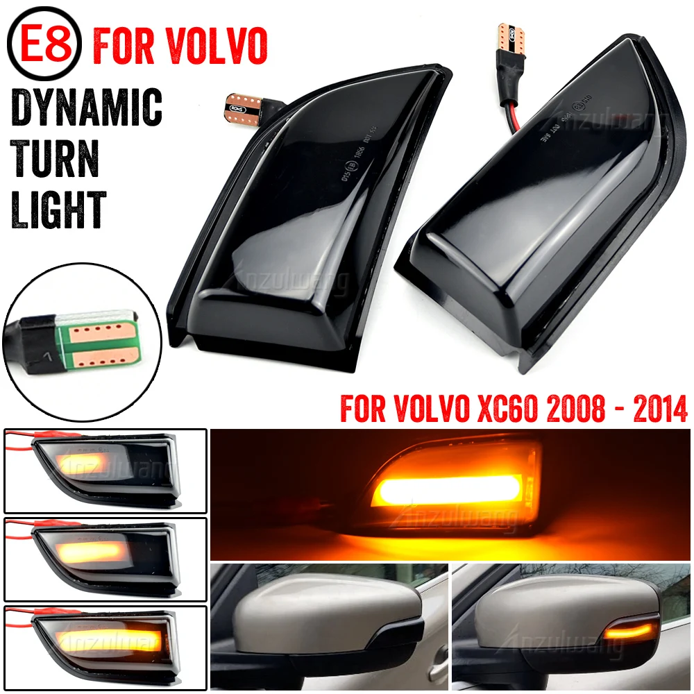 

For Volvo XC60 2008 2009 2010 2011 2012 2013 2014 LED Dynamic Turn Signal Light Side Mirror Sequential Blinker Indicator Lamp