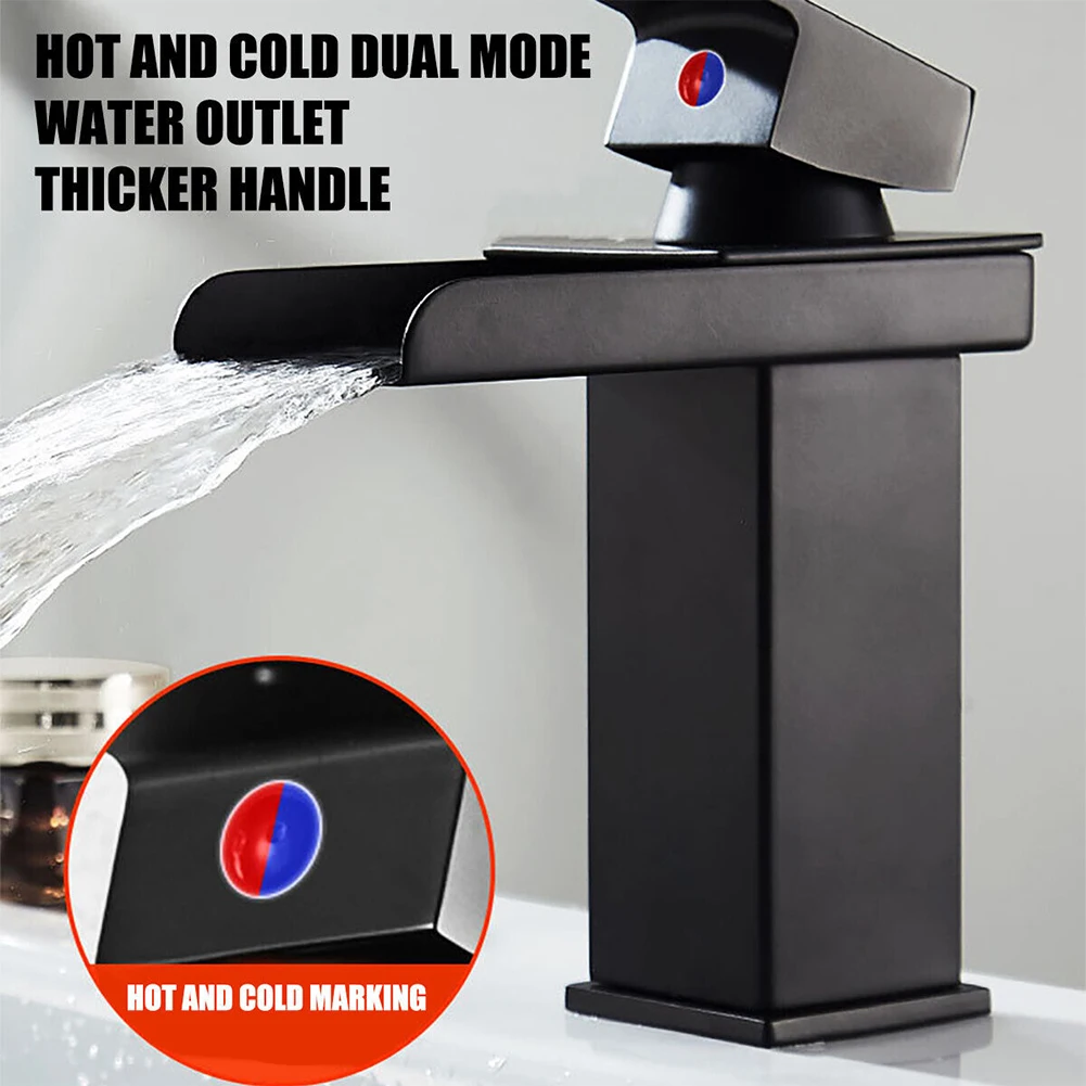 Waterfall Brass Basin Faucet Deck Mounted Single Lever Single Hole Faucets Black Cold Hot Water Mixer Stainless Steel Tap
Waterfall Brass Basin Faucet Deck Mounted Single Lever Single Hole Faucets Black Cold Hot Water Mixer Stainless Steel Tap