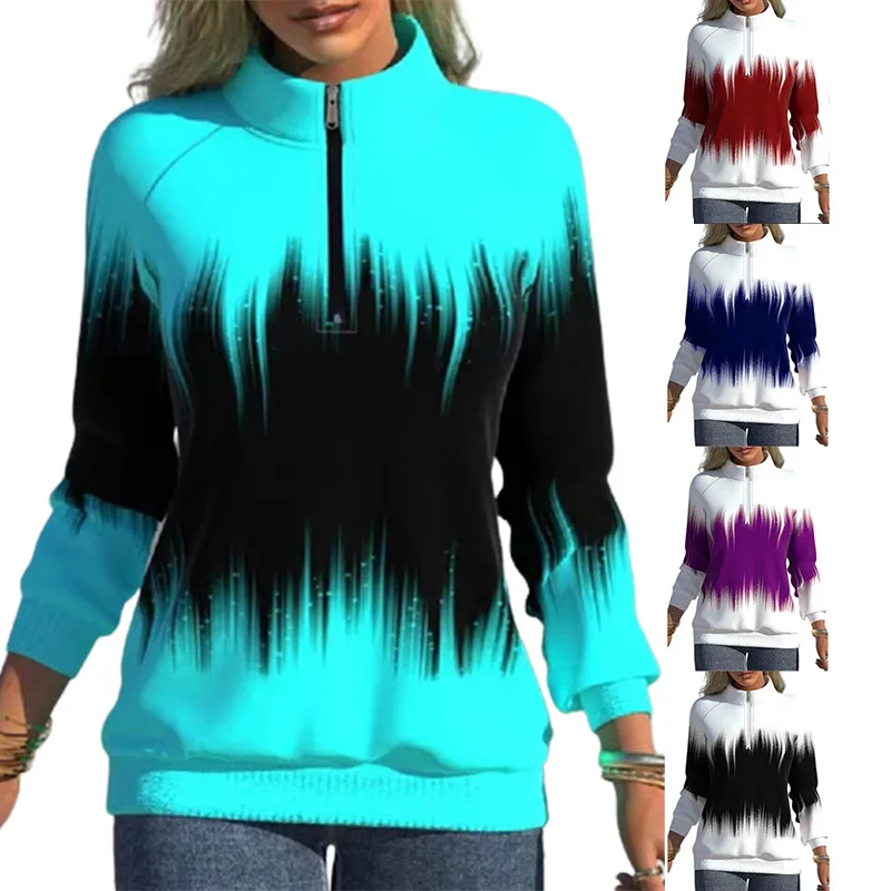 New Style Gradient Print Pullover Women's Zipper Casual Loose Long Sleeve Top Harajuku Oversize Fashion Sweatshirt Tshirt Winter
New Style Gradient Print Pullover Women's Zipper Casual Loose Long Sleeve Top Harajuku Oversize Fashion Sweatshirt Tshirt Winter