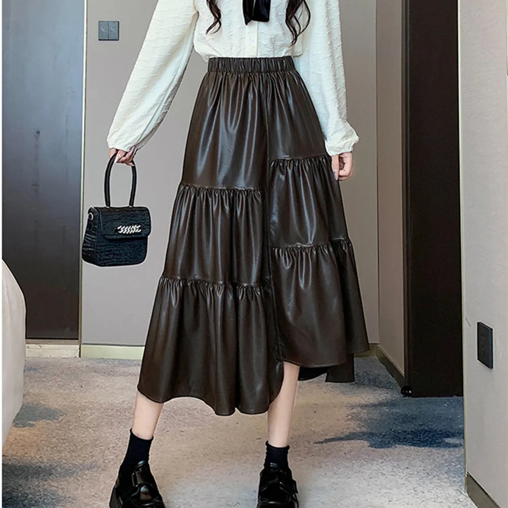 2023 New Autumn Irregular Faux PU Leather Women's A-Line Skirt High Wasit Straight Shirring Umbrella Skirts Winter
2023 New Autumn Irregular Faux PU Leather Women's A-Line Skirt High Wasit Straight Shirring Umbrella Skirts Winter