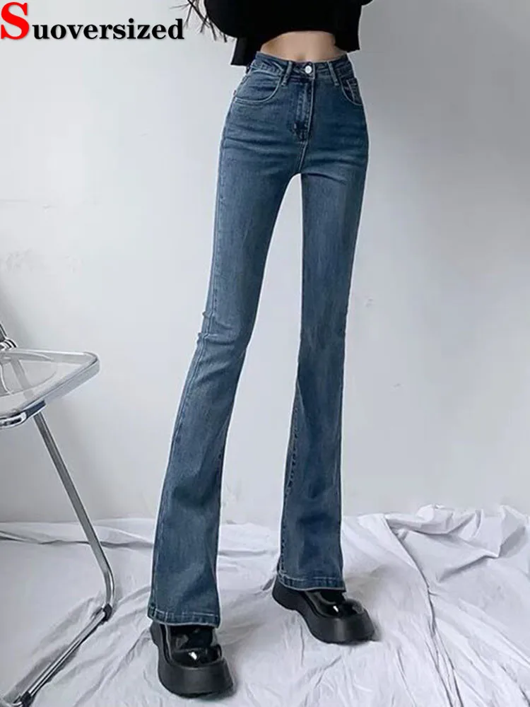 

Skinny Hight Waist Flare Jeans Korean Streetwear Casual Stretch Denim Pantalones De Mujer New Spring Vintage Slim Kot Pantolon