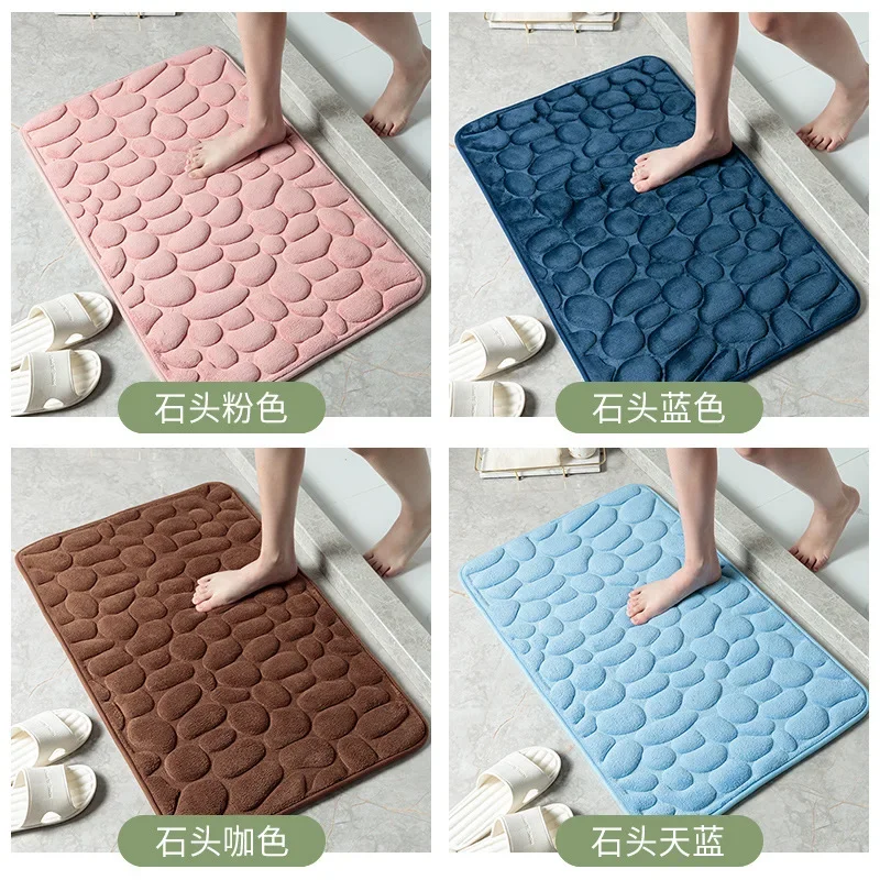 

Mat Non-slip Carpets Cobblestone Embossed Bathroom Bath In Wash Basin Bathtub Side Floor Rug Shower Room Doormat Memory Foam