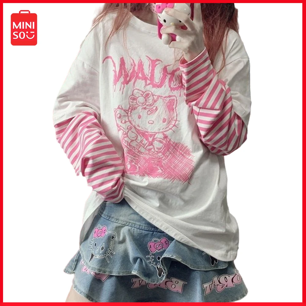 New Miniso Sanrio Hellokitty Japanese Sweet Cool Women Loose Cute Fake Two Pieces Long-Sleeved T-Shirt Women Couple Sports Tops
New Miniso Sanrio Hellokitty Japanese Sweet Cool Women Loose Cute Fake Two Pieces Long-Sleeved T-Shirt Women Couple Sports Tops