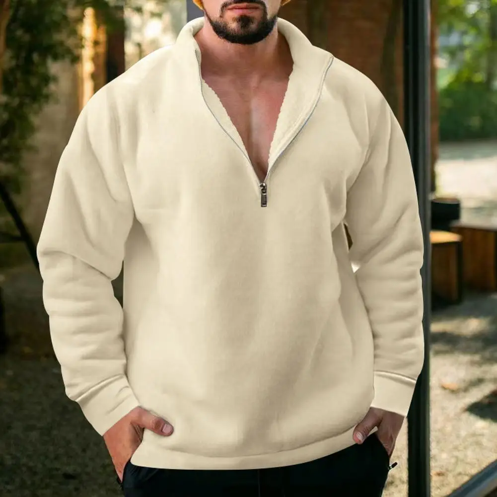 Zippered T-shirt Stylish Men's Half Zipper Fleece Sweater Warm Windproof Trendy Autumn/winter Lapel Sweatshirt Men Long Sleeve
Zippered T-shirt Stylish Men's Half Zipper Fleece Sweater Warm Windproof Trendy Autumn/winter Lapel Sweatshirt Men Long Sleeve