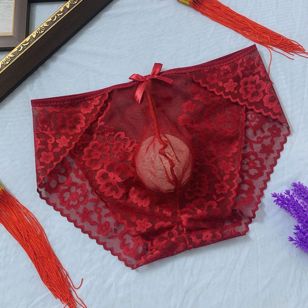 Sexy Men Sheer Lace See Through Panties Gay Sissy Underpants Breathable Comfortable Briefs Bow Tie Erotic Temptation Underwear
Sexy Men Sheer Lace See Through Panties Gay Sissy Underpants Breathable Comfortable Briefs Bow Tie Erotic Temptation Underwear