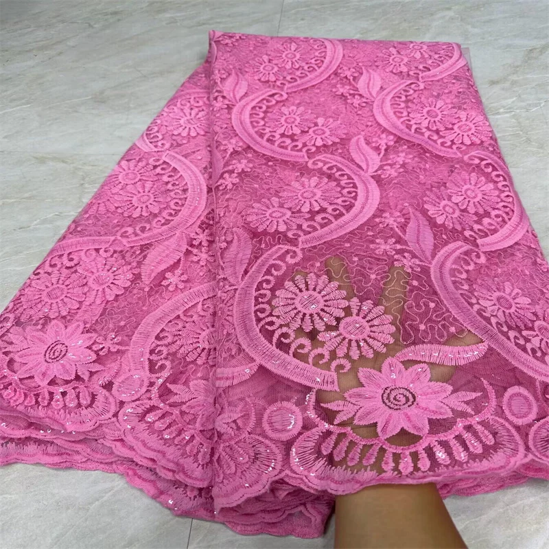 

Королевский синий французский розовый блестки кружевная ткань 2023 высококачественный Нигерийский Африканский тюль кружевная ткань с блестками для стандартного платья