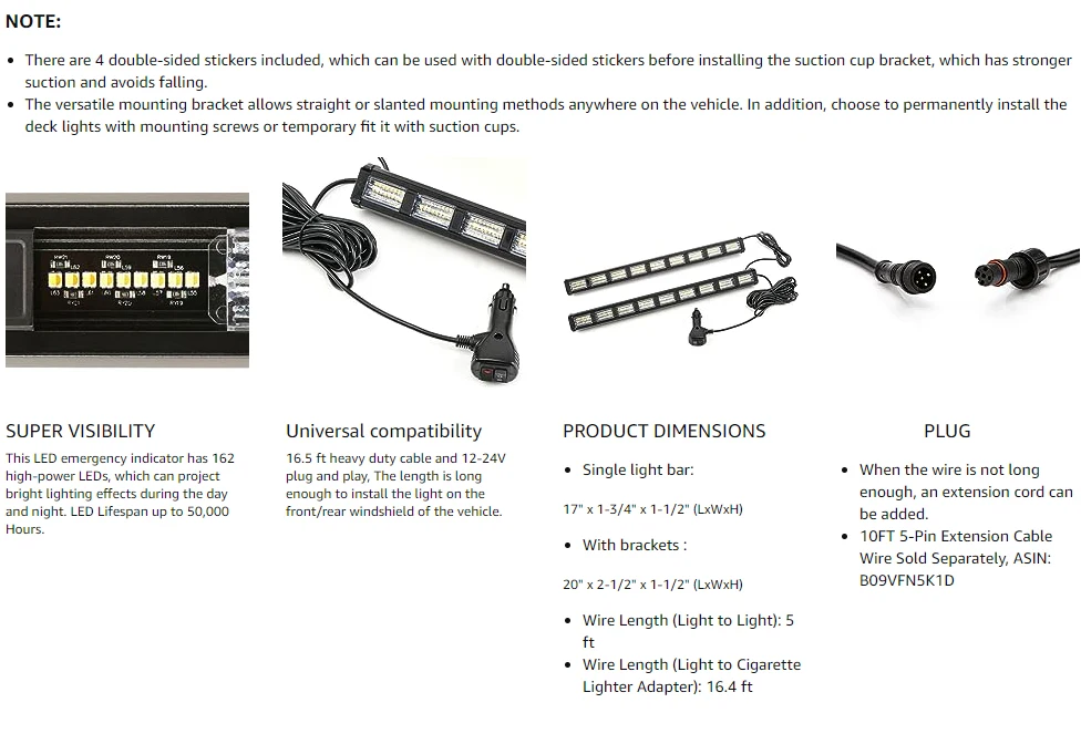 80 LED High Bright Emergency Strobe Flashing Warning Light Bar 26 Modes Switching, Car Plug Powered 12-24V Operating Voltage, T 80 LED High Bright Emergency Strobe Flashing Warning Light Bar 26 Modes Switching, Car Plug Powered 12-24V Operating Voltage, T