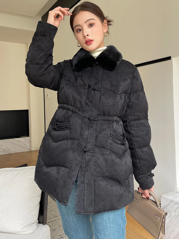 Mid-length Real Mink Fur Collar Down Coats for Women 2024 New Trend High-end Vintage Simple Warm Fluffy Winter Goose Down Jacket
Mid-length Real Mink Fur Collar Down Coats for Women 2024 New Trend High-end Vintage Simple Warm Fluffy Winter Goose Down Jacket