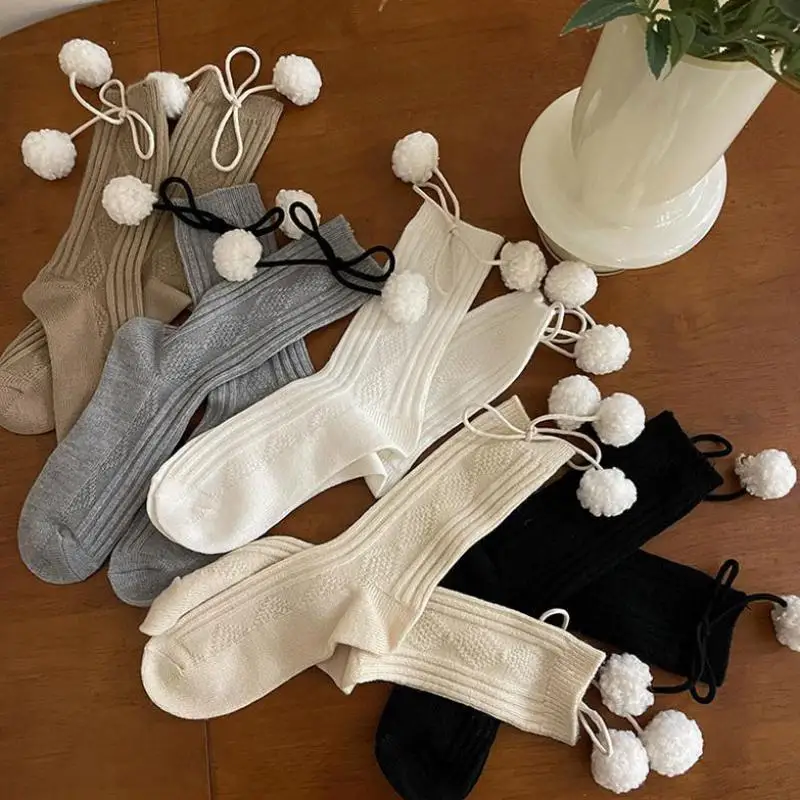Winter Autumn Womens Socks Cute Pompom Princess Lolita Knee High Socks Fashion Soft Knitted Solid Color Female Y2K Stockings New
Winter Autumn Womens Socks Cute Pompom Princess Lolita Knee High Socks Fashion Soft Knitted Solid Color Female Y2K Stockings New