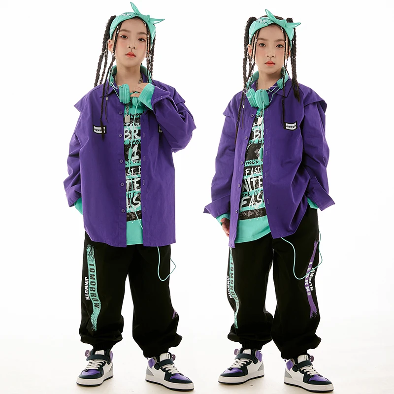 

Ballroom Hip Hop Dance Costumes For Kids Loose Jacket Hiphop Pants Streetwear Girls Jazz Dancing Outfits Rave Clothes DN16273