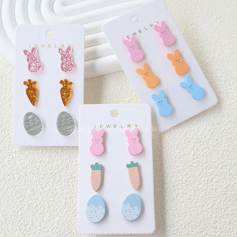 Easter Acrylic Earrings Set Of Three Pieces Paint Rabbit Easter egg Carrots Cute Sweet Holiday Earrings
Easter Acrylic Earrings Set Of Three Pieces Paint Rabbit Easter egg Carrots Cute Sweet Holiday Earrings