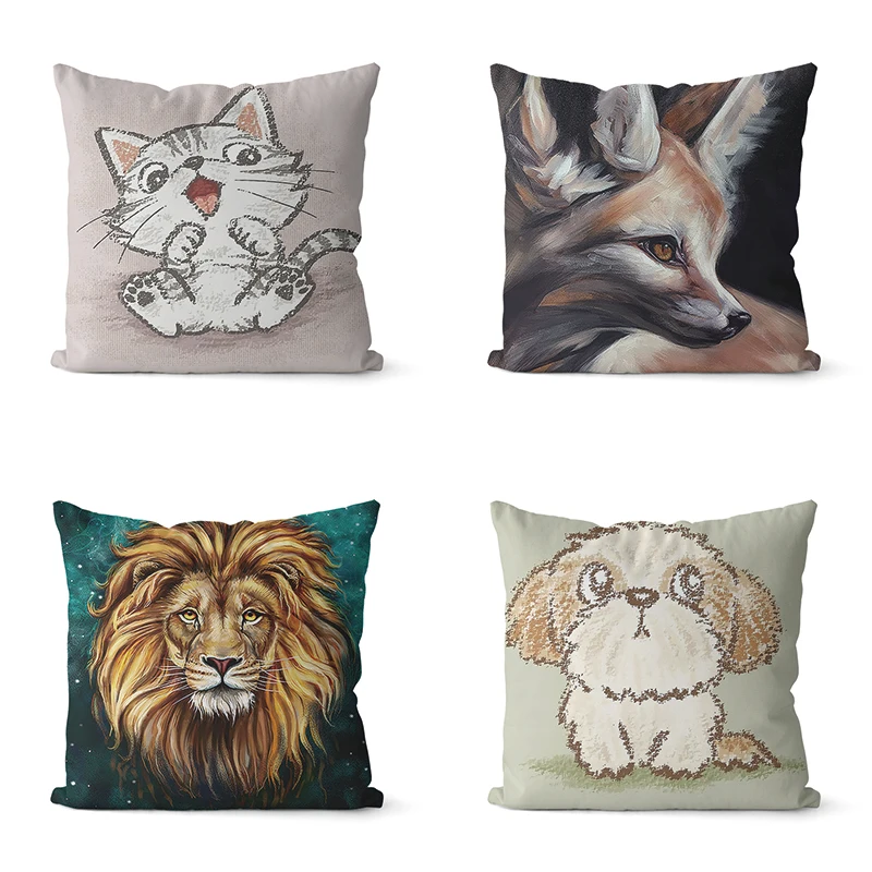 Cute Cartoon Animal Cat Dog Lion Fox Print Sofa Square Pillowslip Soft Polyester Cushion Cover Pillowcase Living Room Home Decor
Cute Cartoon Animal Cat Dog Lion Fox Print Sofa Square Pillowslip Soft Polyester Cushion Cover Pillowcase Living Room Home Decor