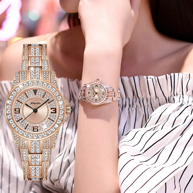 

JLANDA Luxury Diamonds Quartz Watch for Women Stainless Steel Rose Gold Bracelet Womens Watches Fashion Female Wristwatches