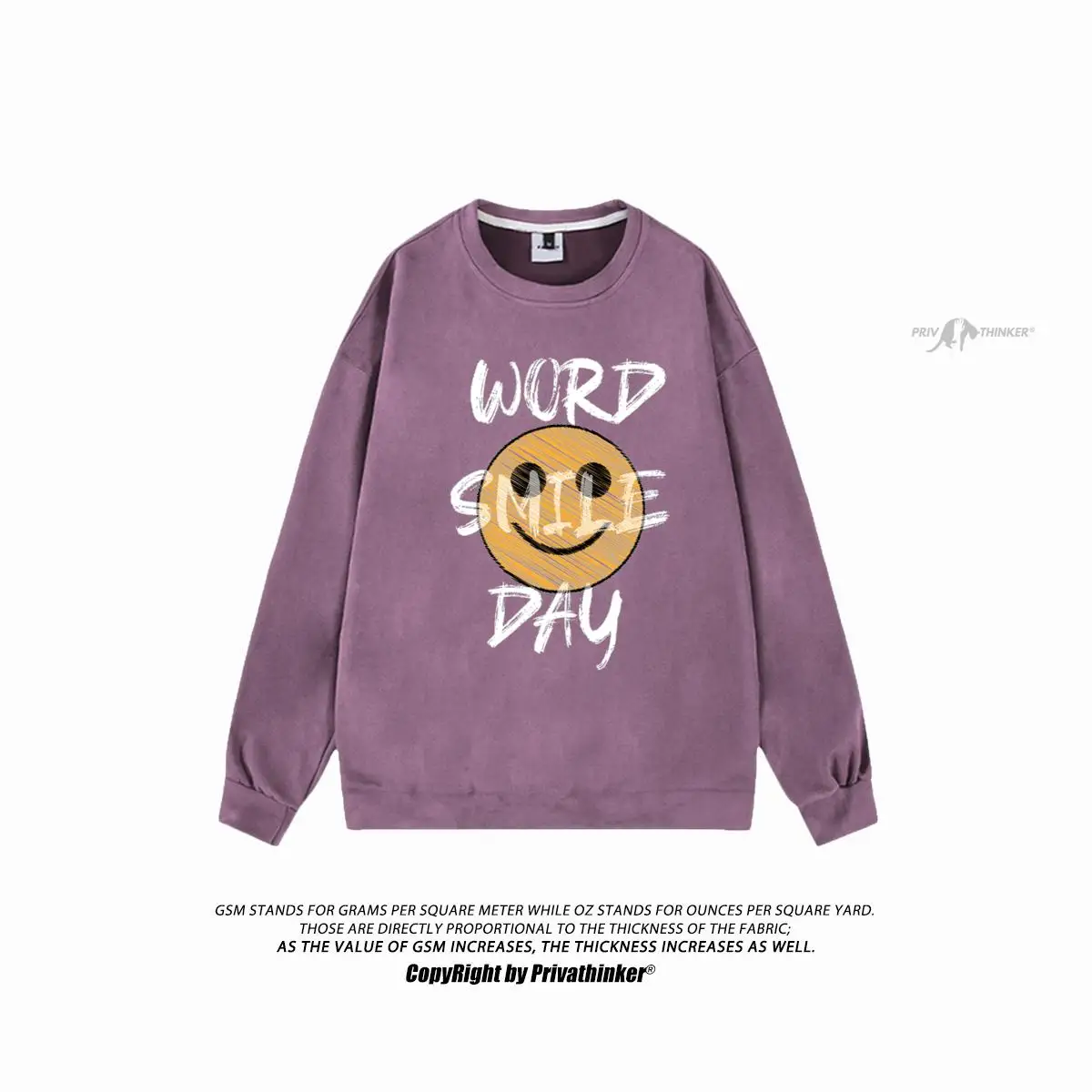 

Streetwear Unisex Oversized Pullovers WORD SMILE DAY Printed Women Casual Loose Sweatshirts Korean Suede Hoodies Tops