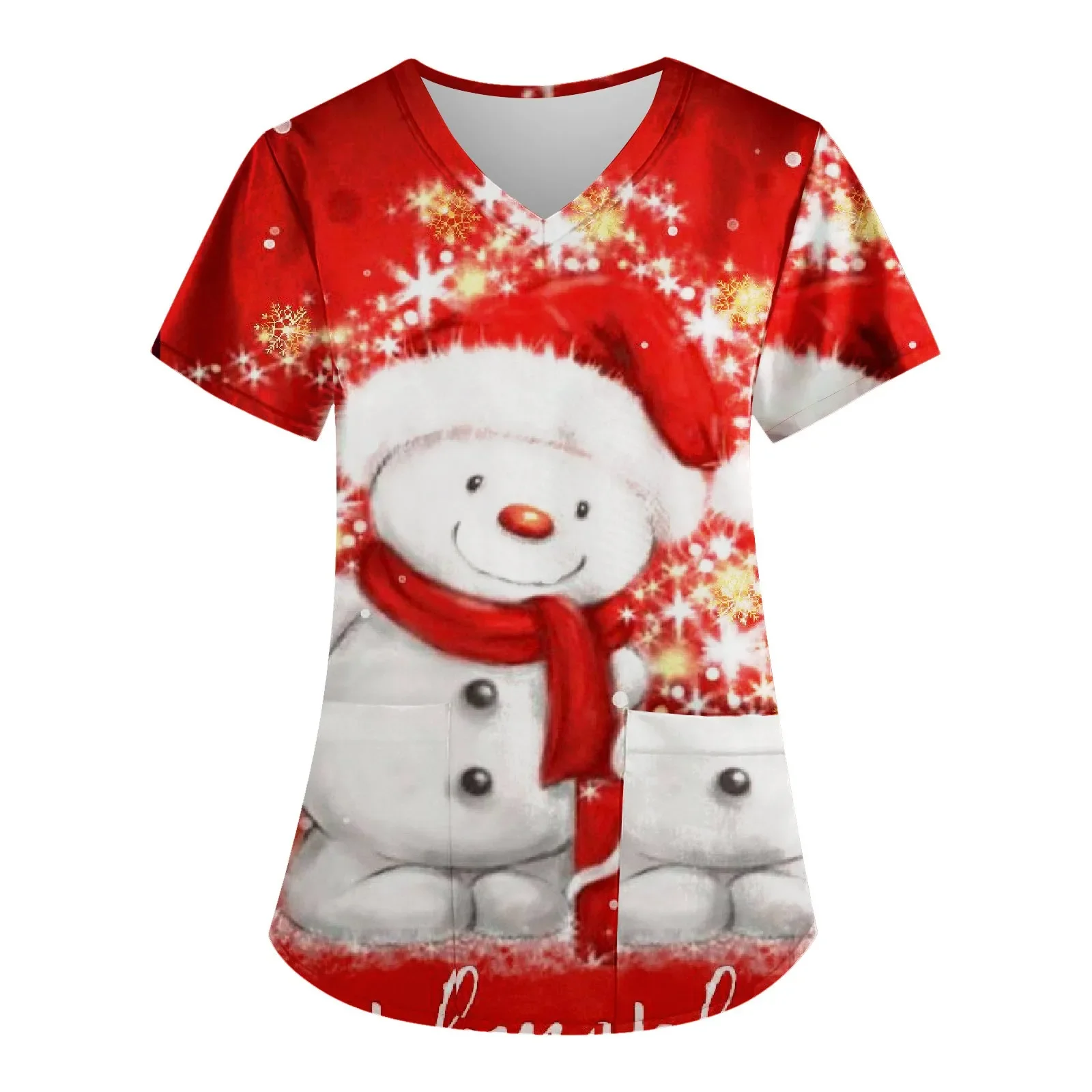 fashion Nurse Scrub Working Uniform Tops For Women's V-Neck Christmas Print Short Sleeve Fun T-Shirts Workwear Tee With Pockets
fashion Nurse Scrub Working Uniform Tops For Women's V-Neck Christmas Print Short Sleeve Fun T-Shirts Workwear Tee With Pockets