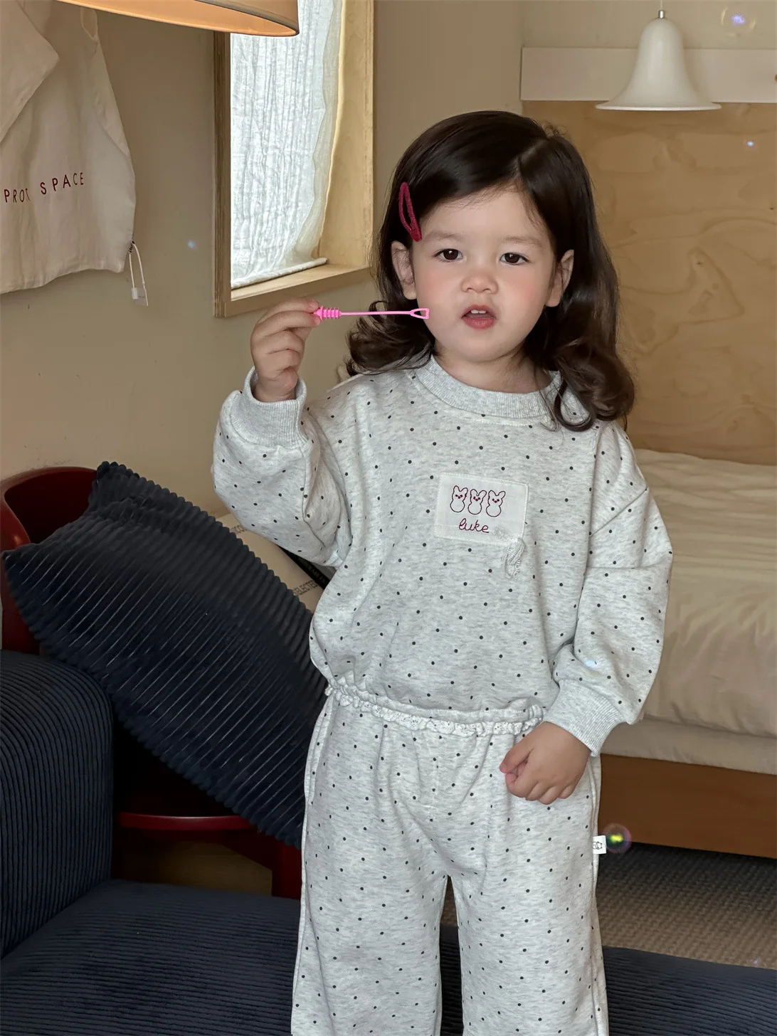 2025 Autumn New Baby Girl Long Sleeve Casual Clothes Set Toddler Dot Sweatshirt + Pants 2pcs Suit Cotton Toddler Girl Outfits 9 Se2f321677dba45138123573ff7c63048J