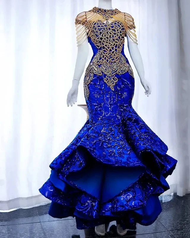 Royal Blue Aso Ebi African Evening Dresses Mermaid Sweetheart Beaded Long Dubai Saudi Arabic Black Girls Evening Gown Prom
Royal Blue Aso Ebi African Evening Dresses Mermaid Sweetheart Beaded Long Dubai Saudi Arabic Black Girls Evening Gown Prom