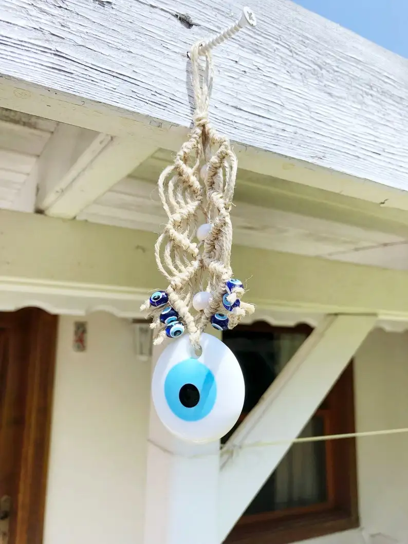 Handmade Evil Eye Wall Hanging - Turkish Glass Macrame Decor 6 Se2f3a605c93b4f389e2c22d3db6cf273G