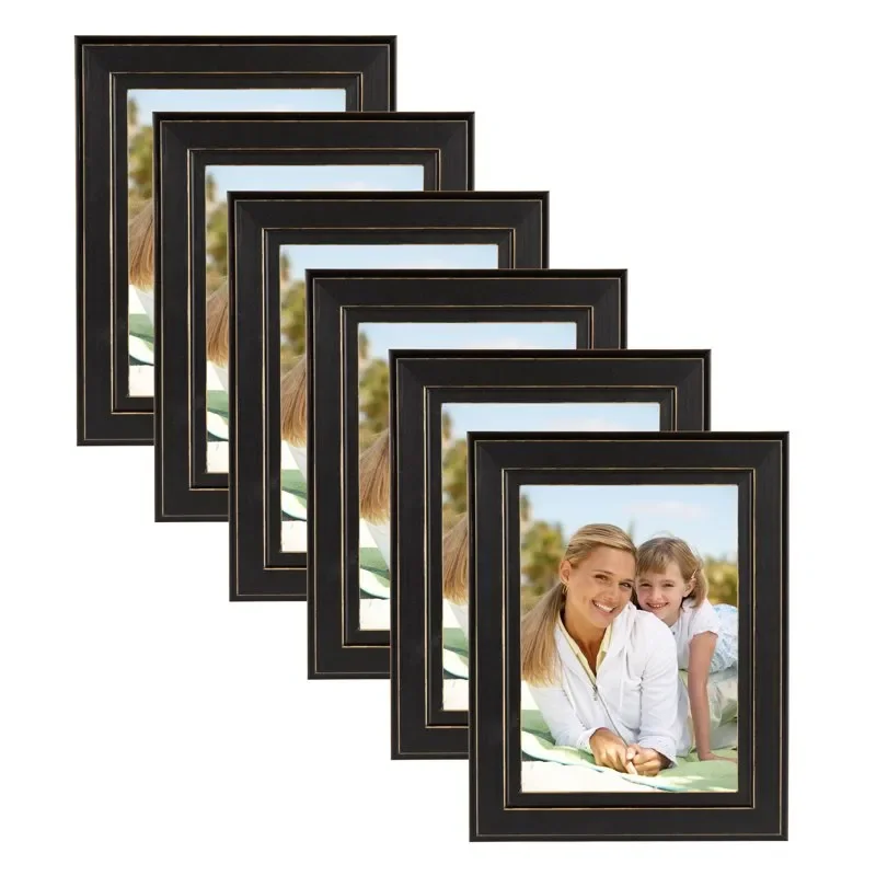 Kieva Solid Wood Picture Frame for Tabletop Display and Wall Mounting, Distressed Black 5 x 7, Pack of 6
Kieva Solid Wood Picture Frame for Tabletop Display and Wall Mounting, Distressed Black 5 x 7, Pack of 6