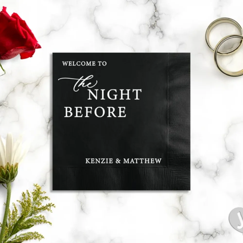 50Pcs Custom Wedding Napkins - Welcome To The Night Before - Rehearsal Dinner Napkins - Cocktail Napkins - Party Napkins
50Pcs Custom Wedding Napkins - Welcome To The Night Before - Rehearsal Dinner Napkins - Cocktail Napkins - Party Napkins