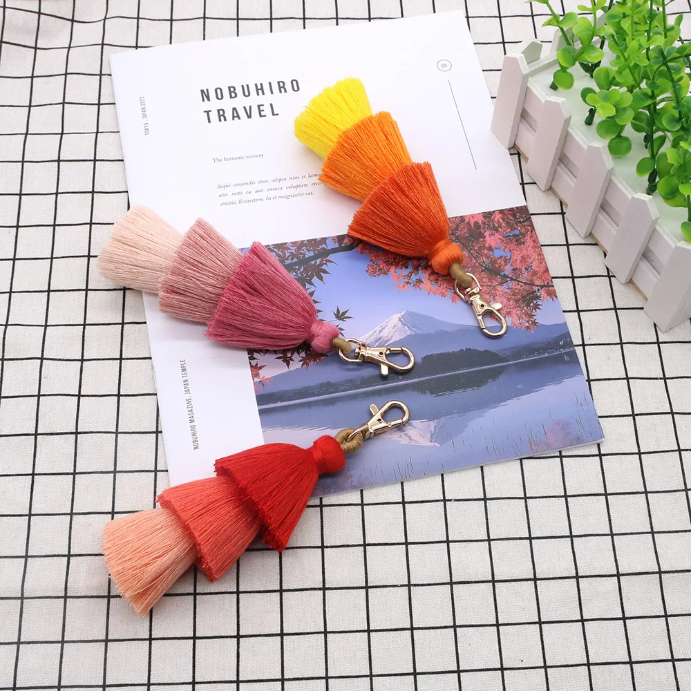 Triple Layer Cotton Tassel Keychain - Macrame Bag Charm 2 Se2f68bc74b6045918e11240dbac63c53w