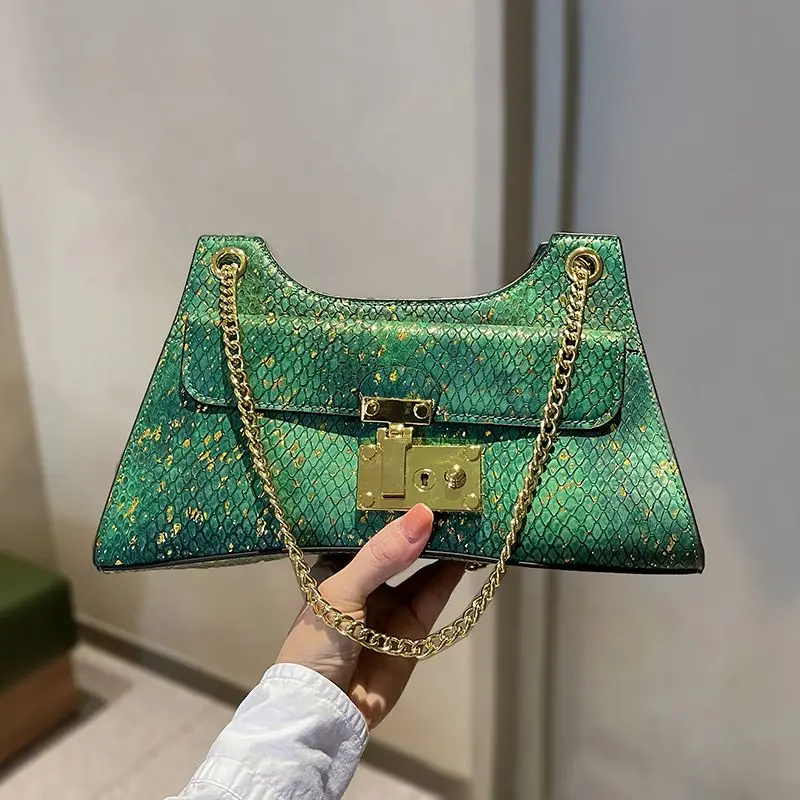 

Luxury Designer Brand Сумка Женская New High Quality Leather Chain Underarm 가방 Snake Print Shoulder Bag for Women Bolsa Hot Sale