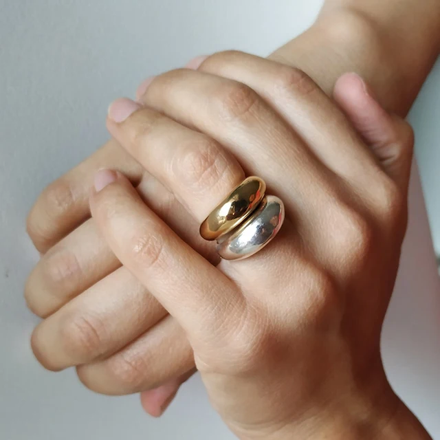 VISUNION – bagues simples en acier inoxydable pour femmes, anneaux en Arc, bijoux géométriques, taille 5 6 7 8 1