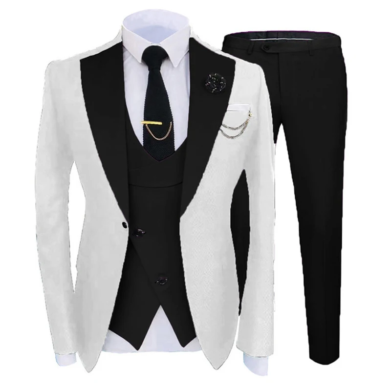 Slim Fit Formal Men Suits for Wedding with Wide Notched Lapel 3 Pieces Groom Tuxedo Male Fashion Jacket Vest Pants 2022
Slim Fit Formal Men Suits for Wedding with Wide Notched Lapel 3 Pieces Groom Tuxedo Male Fashion Jacket Vest Pants 2022