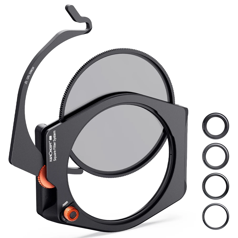 K&F Concept X-PRO Metal Square ND Filter Holder + 95mm CPL Filter + 4 Filter Adapter Rings Kit 67/72/77/82mm for Camera Lens
K&F Concept X-PRO Metal Square ND Filter Holder + 95mm CPL Filter + 4 Filter Adapter Rings Kit 67/72/77/82mm for Camera Lens