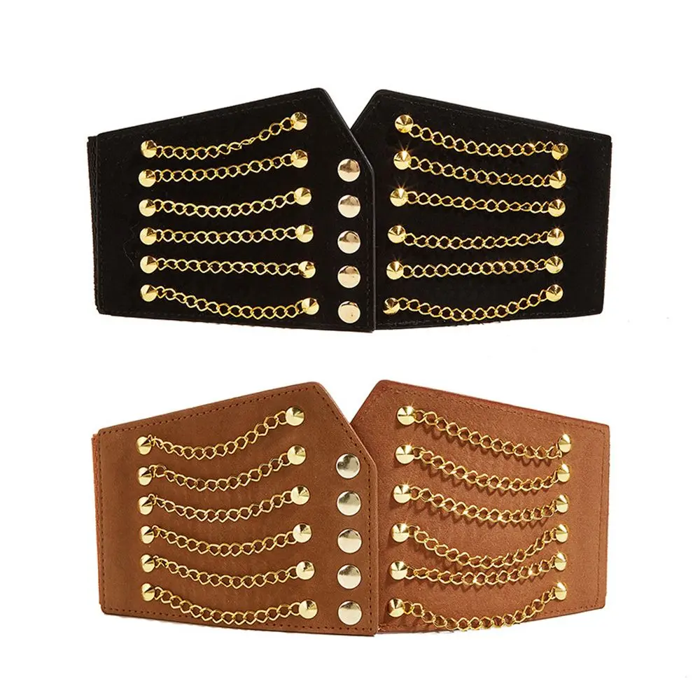 Temperament Fashion Design PU Leather Rivet Chain Corset Belt Adjustable Waistband Cummerbund Female Waist Belt
Temperament Fashion Design PU Leather Rivet Chain Corset Belt Adjustable Waistband Cummerbund Female Waist Belt