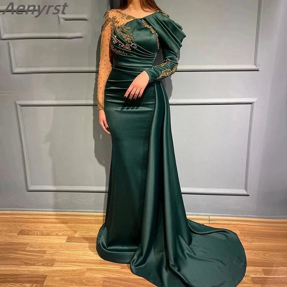 Aenyrst O-Neck Mermaid Prom Gowns Applique Beaded Formal Dresses Long Sleeve Ruched Wedding Party Dress Dubai فساتين السهرة
Aenyrst O-Neck Mermaid Prom Gowns Applique Beaded Formal Dresses Long Sleeve Ruched Wedding Party Dress Dubai فساتين السهرة